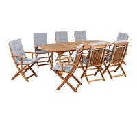 Beliani Garden Dining Set 8 Seater Maui Premium Acacia Wood Light Grey