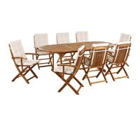 Beliani Garden Dining Set 8 Seater Maui Premium Light Beige Acacia Wood