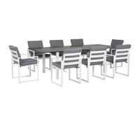Beliani Garden Dining Set 8 Seater Pancole Grey Metal With Cushions