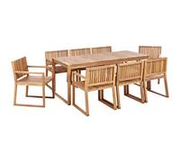 Beliani Garden Dining Set 8 Seater Sassari Ii Light Brown Certified Acacia Wood