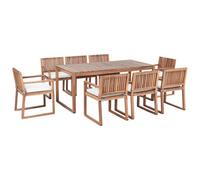 Beliani Garden Dining Set 8 Seater Sassari Ii Premium Off-White Certified Acacia Wood