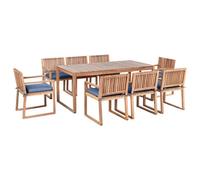 Beliani Garden Dining Set 8 Seater Sassari Premium Blue Certified Acacia Wood