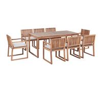 Beliani Garden Dining Set 8 Seater Sassari Premium Light Grey Certified Acacia Wood With Cushions