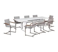 Beliani Garden Dining Set 8 Seater Valcanetto/cosoleto Metal Beige