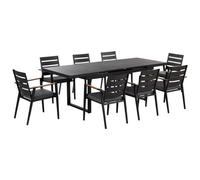 Beliani Garden Dining Set 8 Seater Valcanetto/taviano Black Metal With Cushions