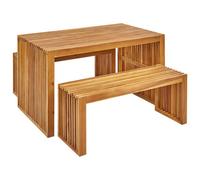 Beliani Garden Dining Set With Benches 4 Seater Bellano Acacia Wood Brown