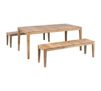 Beliani Garden Dining Set With Benches 6 Seater Chioggia Certified Acacia Wood Light Brown