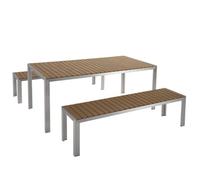 Garden Dining Set with Benches 6 Seater NARDO Brown