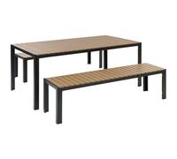 Garden Dining Set with Benches 6 Seater NARDO Brown/ Black