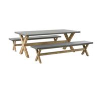 Garden Dining Set with Benches 6 Seater OLBIA Concrete Grey