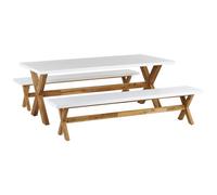 Garden Dining Set with Benches 6 Seater OLBIA Concrete White