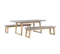 Beliani Garden Dining Set With Benches 6 Seater Oria Concrete Grey