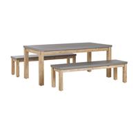 Beliani Garden Dining Set With Benches 6 Seater Ostuni Grey Concrete