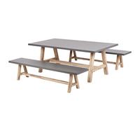 Beliani Garden Dining Set With Benches 6 Seater Tonnare Grey Concrete