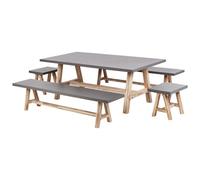 Beliani Garden Dining Set With Benches 8 Seater Tonnare Grey Concrete