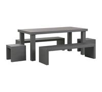 Garden Dining Set with Benches and Stools 6 Seater TARANTO Concrete Grey