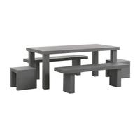 Garden Dining Set with Benches and Stools 6 Seater TARANTO Concrete Grey