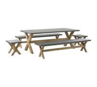 Garden Dining Set with Benches and Stools 8 Seater OLBIA Grey Concrete
