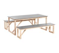 Beliani Garden Dining Set With Benches Notteri Concrete Grey, Grey