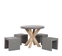 Beliani Garden Dining Set With Stools 4 Seater Olbia/taranto Grey Concrete