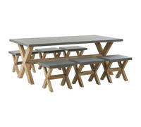 Garden Dining Set with Stools 6 Seater OLBIA Concrete Grey