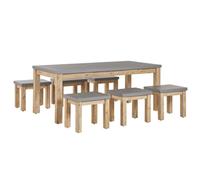 Beliani Garden Dining Set With Stools 6 Seater Ostuni Grey Concrete