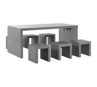Beliani Garden Dining Set With Stools 6 Seater Taranto Grey Concrete