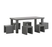 Beliani Garden Dining Set With Stools 6 Seater Taranto Grey Concrete