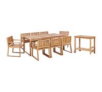 Beliani Garden Dining Set With Trolley 8 Seater Sassari Ii Certified Acacia Wood Light Brown, Brown