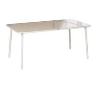 Beliani Garden Dining Table Caravino 160 Cm 90 Cm Metal Light Beige