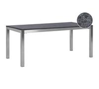 Beliani Garden Dining Table Grosseto 180 Cm 90 Cm Granite Flamed Graphite Grey