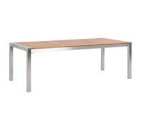 Beliani Garden Dining Table Grosseto 220 Cm 100 Cm Eucalyptus Wood Brown