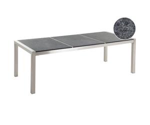 Beliani Garden Dining Table Grosseto 220 Cm 100 Cm Flamed Granite Graphite Grey