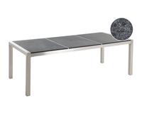 Beliani Garden Dining Table Grosseto 220 Cm 100 Cm Granite Flamed Graphite Grey
