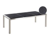 Beliani Garden Dining Table Grosseto 220 Cm 100 Cm Polished Granite Black