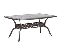 Beliani Garden Dining Table Lizzano 165 Cm 102 Cm Metal Dark Brown
