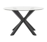 Beliani Garden Dining Table Maletto 120/120cm Glass Black, Black