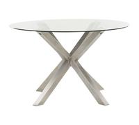 Beliani Garden Dining Table Maletto 120 Cm 120 Cm Glass Silver