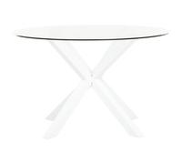 Beliani Garden Dining Table Maletto 120/120cm Glass White, White