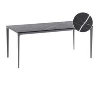 Beliani Garden Dining Table Sovareto 180 Cm 90 Cm Marble Effect Black Marble