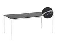 Garden Dining Table SOVARETO 180 cm 90 cm Marble Effect Black Marble