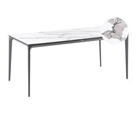 Beliani Garden Dining Table Sovareto 180 Cm 90 Cm Marble Effect White Marble