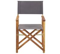 Beliani Garden Director's Chairs 2-Pack - Folding Acacia Wood With Light Brown Grey Fabric Sling