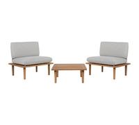 Beliani Garden Lounge Set With Table 2 Seater Frascati Modular Certified Acacia Wood Light Grey, Grey