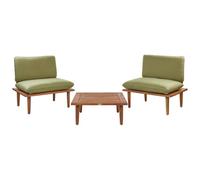 Beliani Garden Lounge Set With Table 2 Seater Frascati Modular Certified Acacia Wood Olive Green