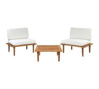 Beliani Garden Lounge Set With Table 2 Seater Frascati Off-White Certified Acacia Wood Modular