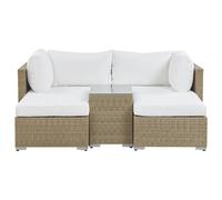 Garden Lounge Set with Table 2 Seater NOTO Modular PE Rattan Light Brown