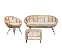 Beliani Garden Lounge Set With Table 3 Seater Maratea/cesenatico Natural Rattan