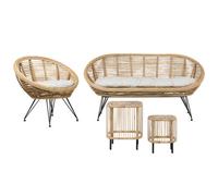 Beliani Garden Lounge Set With Table 3 Seater Maratea/cesenatico Natural Rattan