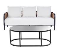 Beliani Garden Lounge Set With Table 3 Seater Montefalco Metal White